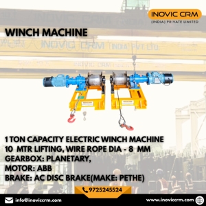 Treuil électrique industriel robuste INOVIC CRM avec câble en acier |   Capacité de levage de 1500 kg, jaune, pour la construction et les matériaux H - Product Image 2
