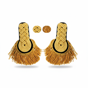Epaulettes Negros y Dorados de Alta Calidad con Franjas de Hilo Metálico y Diseño sin Cordones para Uniformes - Product Image 5