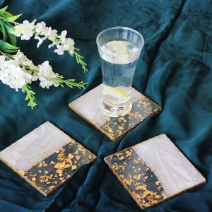 Designer Wood Resin <b>Coaster</b> Set by NEHA ENTERPRISES Handmade Epoxy Wooden <b>Drink</b> <b>Coasters</b> for Gift and Table Decor - Product Image 1