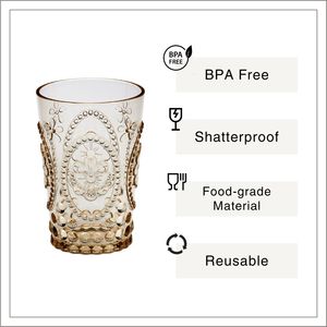 [Holar] Gobelets en plastique élégants de 10 oz, fabriqués à Taïwan, avec un motif floral ambré en relief, pour la maison, les cafés et l'extérieur - Product Image 2