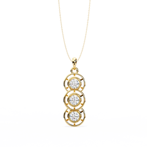 Minimalist 14K <b>Solid</b> <b>Gold</b> Round Cut Set Lab Diamond Solitaire <b>Pendant</b> Necklace for Women Party Gift - Product Image 1