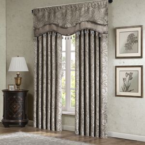 Asta finestra Jacquard Pocket mantovana con perline blu/marrone 50x18 "eleganti tende e mantovane - Product Image 2