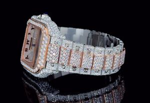 Montre analogique rectangulaire de luxe incrustée de diamants pour femmes, bracelet en acier inoxydable, cadran en cristal saphir, mouvement à quartz, 30 mm - Product Image 5