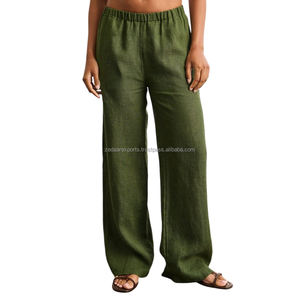 Women's Latest Linen Pant with <b>Elastic</b> Waist Regular Fit Custom Linen Trouser - Product Image 6