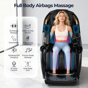 Fauteuil de massage Shiatsu moderne pliable à gravité zéro avec chaleur, contrôle IA, scan corporel et extension repose-tibias - Product Image 3