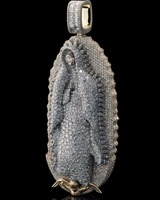Pendentif religieux Vierge Marie avec incrustation de diamants Moissanite + Alliage d'argent 925 Charme style Hip Hop/Rock Unisexe Cadeau Catholique