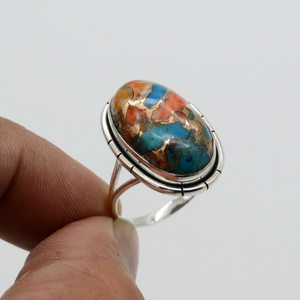 Oyster <b>Turquoise</b> <b>Ring</b> 925 Sterling Silver Handmade Gemstone Jewelry for Women - Product Image 1