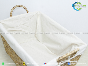 Cesta de Almacenamiento Artesanal de Jacinto de Agua con Forro de Algodón y Estructura de Hierro, Decoración para el Hogar de Vietnam - Product Image 6