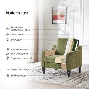 Mid Century Modern Upholstered Accent <b>Chair</b> with Side Pocket, Comfy <b>Reading</b> Armchair for Living Room, Bedroom, Office and Hotel - Product Image 3