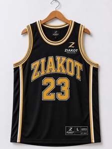 Vente en gros directe - Maillot de basket-ball authentique rétro personnalisé noir, bleu clair et blanc de l'industrie Ziakot - Product Image 3