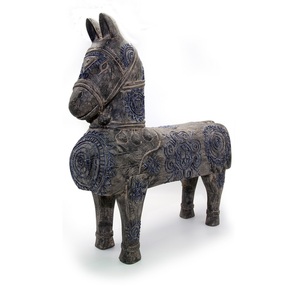 Muestra disponible Caballo de madera con brocado Tela de cera dibujada a mano Color gris Aceptar logotipo personalizado Hecho en Vietnam - Product Image 2