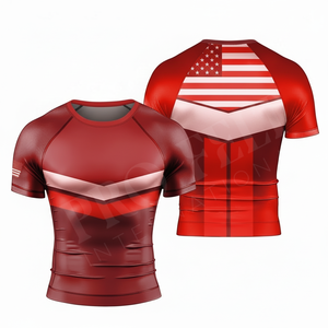 Workout Wear Heavy Duty Cycling Jersey Short Sleeve <b>Compression</b> <b>Shirt</b> Breathable Sports Rash Guard Fitness Running Training Top - Product Image 6