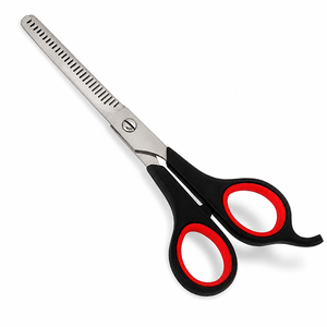 Black Red <b>Handle</b> Hair Thinning Scissors Professional Texturizing <b>Shears</b> Stainless Steel Barber Salon Scissors - Product Image 1