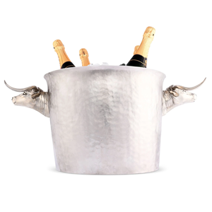 Cubo de hielo de aluminio con asas de toro Longhorn, enfriador de vino y champán para bar y decoración con temática western - Product Image 4