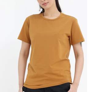 Camiseta de Manga Corta con Cuello Redondo de Color Sólido Personalizada para Mujer, Ajuste Delgado, Algodón, Informal, Verano, Básica, Cómoda para Uso Diario - Product Image 2