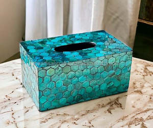 ที่ใส่ผ้าเช็ดปากและกล่องกระดาษทิชชูทำจากเรซินรูปทรงสี่เหลี่ยมผืนผ้าลายดอกไม้และไข่มุกสุดหรู - Product Image 4