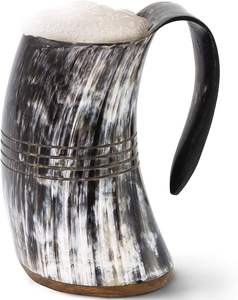 Chope à boire artisanale en corne de buffle authentique, sculptée à la main, fabriquée par des artisans indiens de manière éthique. - Product Image 1