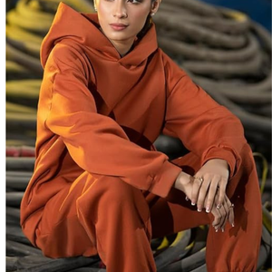 Nouvel ensemble de survêtement d'hiver surdimensionné pour femmes, ensemble de survêtement personnalisé, sweat à capuche et pantalon de jogging épais - Product Image 6