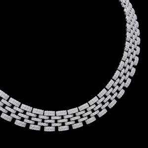 Nueva Cadena de Eslabones Cubanos Chapada en Oro Blanco con Moissanita, Pasa el Test de Diamantes, Corte Brillante Redondo, Plata 925, Joyería Fina - Product Image 3