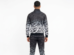 Conjunto Deportivo para Hombre con Estampado de Cebra Blanco y Negro, Sudadera con Capucha y Cierre Completo, Pantalones Jogger, Ropa Casual de Calle para Otoño - Product Image 4