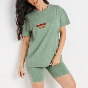 Conjunto de Shorts Deportivos Elásticos en 4 Direcciones OEM, Estilo Vintage Unisex, Algodón Lavado al Ácido, Streetwear, Parche 3D, Corte Holgado - Product Image 4