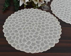Bohemian Artisan <b>Beaded</b> Square Polyester Cotton Table <b>Placemat</b> Charger Mat 300mm Diameter Handcrafted Eco-Friendly Reusable for - Product Image 3