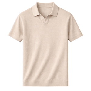 Polo de Lino Tejido para Hombre, Manga Corta, Ligero, Transpirable, Corte Ajustado, Casual, Elegante, Ropa de Verano Ecológica, Venta al Por Mayor - Product Image 1
