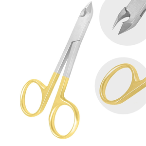Cuticle Nipper Scissor Style 3.5 Inch (8.9cm) Gold Ring Handle Stainless Steel Precision Cuticle Cutter Manicure Tool - Product Image 1