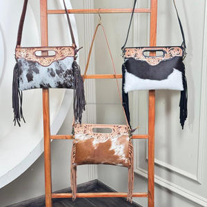 Bolso bandolera de piel de vaca para mujer, correa de hombro desmontable, Asa superior, cierre de cremallera, bolsos de cuero hechos a mano a la moda - Product Image 4