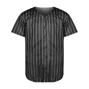 En gros Maillot de baseball à rayures fines pour hommes, chemise de sport unie à boutons, personnalisable pour équipe, respirant, pour l'entraînement - Product Image 2