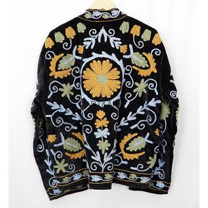 ART&ART High Quality Velvet Suzani Embroidered Eco-Friendly Floral <b>Pattern</b> <b>Quilted</b> <b>Jacket</b> for Women Boho Style Winter Statement - Product Image 2