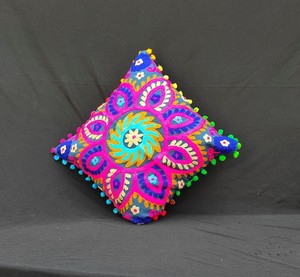 Embroidered <b>Cushion</b> <b>Cover</b>: Faux Dupioni Floral Pillow <b>Cover</b> - Product Image 6