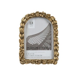 Cadre photo de luxe décoratif pour la maison, design attrayant avec feuilles et fleurs plaquées or de haute qualité, très vendu. - Product Image 1