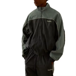 Ensemble 2 pièces coupe-vent personnalisé avec logo OEM pour homme, jogging et veste unisexes zippés, survêtements imprimés mi-lourds pour homme, style streetwear - Product Image 2