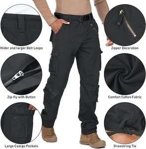 Men's Cotton <b>Work</b> <b>Pants</b> Cargo Trousers With Tool Pockets Dust Proof <b>Black</b> - Product Image 4