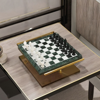 Jeu d'échecs en marbre vert carré de 12 pouces de qualité supérieure plateau de jeu de luxe avec des pièces de 2 pouces pour le matériel de pierre de décor de bureau à domicile