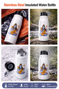 Bouteille d'eau en acier inoxydable personnalisée Shiv Ji, impression couleur personnalisée - Cadeau promotionnel pour la fête des pères, la fête des mères, cadeau de bureau - Product Image 2