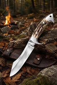 Couteau de chasse artisanal en acier inoxydable de qualité industrielle, lame pied-de-mouton, autre manche, bord droit, lame fixe, épaisseur 0,5 mm - Product Image 1