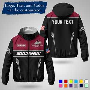 Veste de travail unisexe personnalisée à manches longues coupe-vent imperméable séchage rapide respirante 180g polyester uniforme de mécanicien de garage - Product Image 3