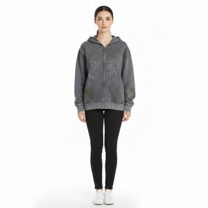 Sweat-shirt à capuche unisexe oversize avec imprimé éclair, style streetwear vintage Y2K, avec poche - Product Image 5