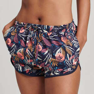 Pantalones cortos deportivos con estampado tropical para mujer, cintura elástica, ropa deportiva para correr y gimnasio de verano - Product Image 1