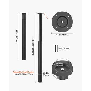 Pieds de meubles en acier réglables de 28 à 43,3 pouces, charge maximale de 1200 lb, installation rapide, robustes pour la maison et le bureau, 28 pieds de meubles - Product Image 5