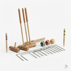 Ensemble de croquet de jardin, équipement sportif professionnel pour l'extérieur, maillettes en bois de qualité supérieure, collection complète de jeux familiaux durables - Product Image 3