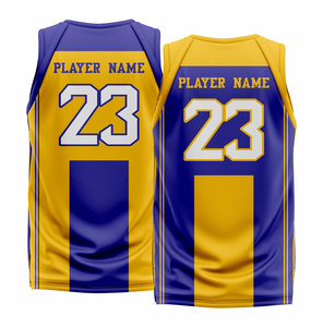 Conjunto de Uniforme de Baloncesto para Equipo, Camiseta sin Mangas con Cuello en V, Rayas Amarillas y Azules, Pantalones Cortos, Poliéster Transpirable, Unisex para Adultos, Todas las Temporadas - Product Image 3