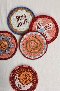 Handmade Spiral Beaded <b>Coaster</b> Abstract Boho Seed Bead <b>Drink</b> <b>Coaster</b> Colorful Table Decor - Product Image 2