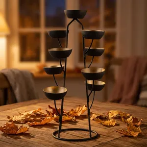 Decorative <b>TeaLight</b> <b>Candle</b> <b>Holders</b> Black & Gold Metal <b>Candle</b> Stand for Table Centerpiece Living Room Bedroom Home Decor - Product Image 3