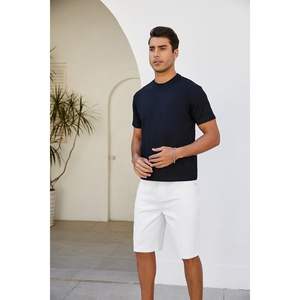 2025 short en jean décontracté pour hommes coupe décontractée lavage coloré extensible avec imprimé en détresse Style droit taille moyenne Jean foncé - Product Image 2