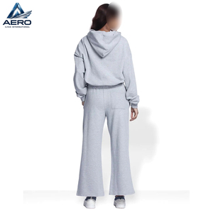 2026 <b>Top</b> Quality Product Women Hoodies And Trouser Set, In Gray Color Fitness Wear Ladies Gym <b>Crop</b> Tracksuits - Product Image 4
