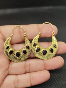 Hot Sale Handmade High Quality black onyx Gemstone Earring Brass Plated Pendant Earring - Product Image 4