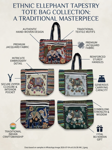 Sac fourre-tout bohème artisanal traditionnel en tapisserie d'éléphant, couleur unie, avec fermeture éclair, en tissu de coton ethnique, sac à bandoulière - Product Image 6
